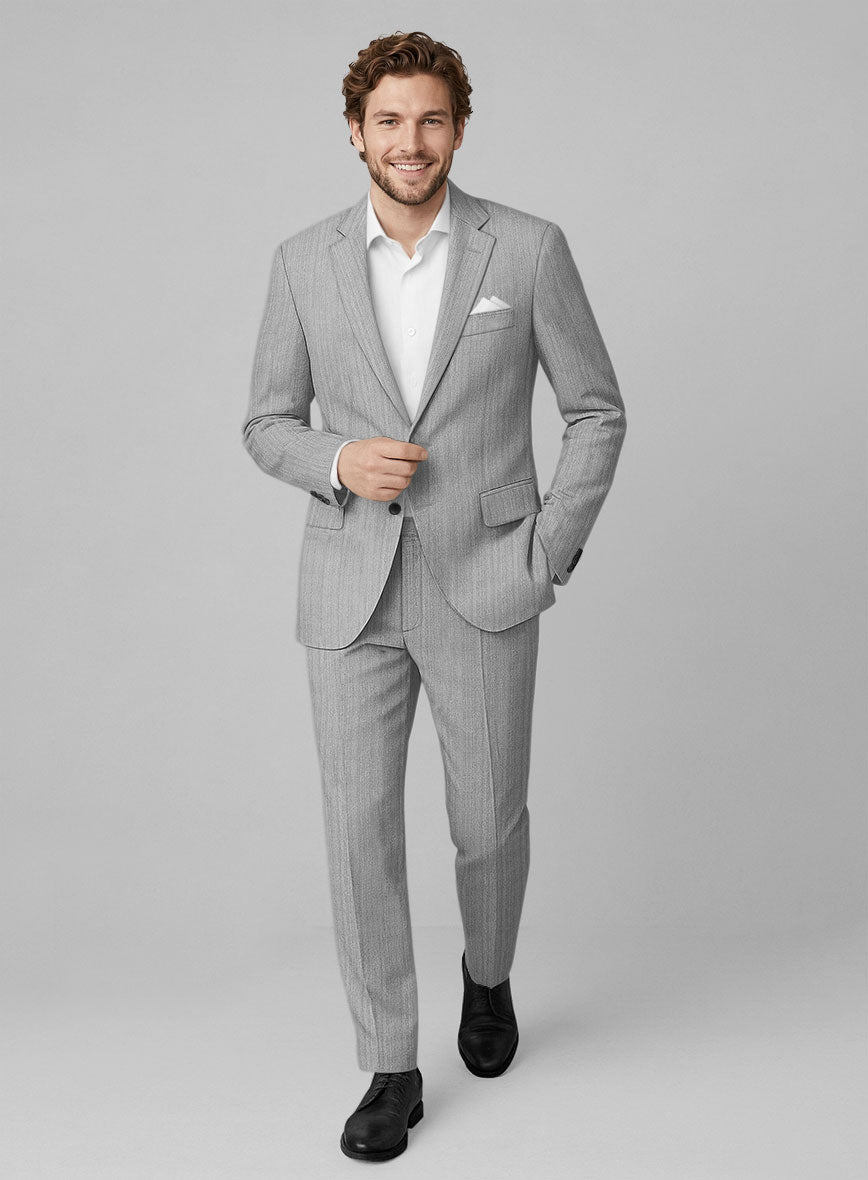 Napolean Monza Granite Herringbone Wool Suit - StudioSuits