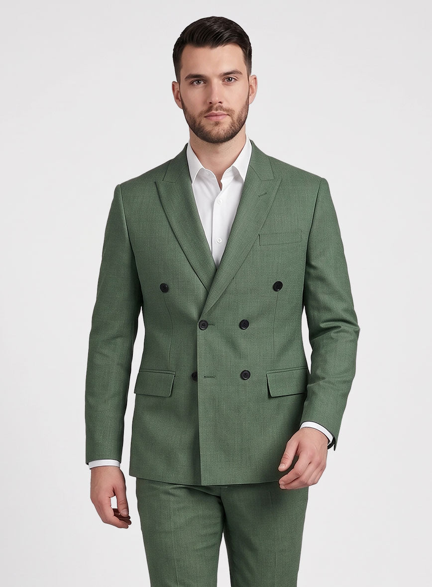 Napolean Moss Green Wool Double Breasted Jacket - StudioSuits