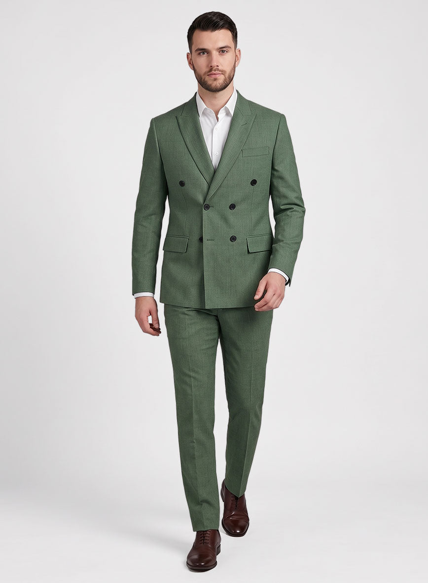 Napolean Moss Green Wool Double Breasted Suit - StudioSuits