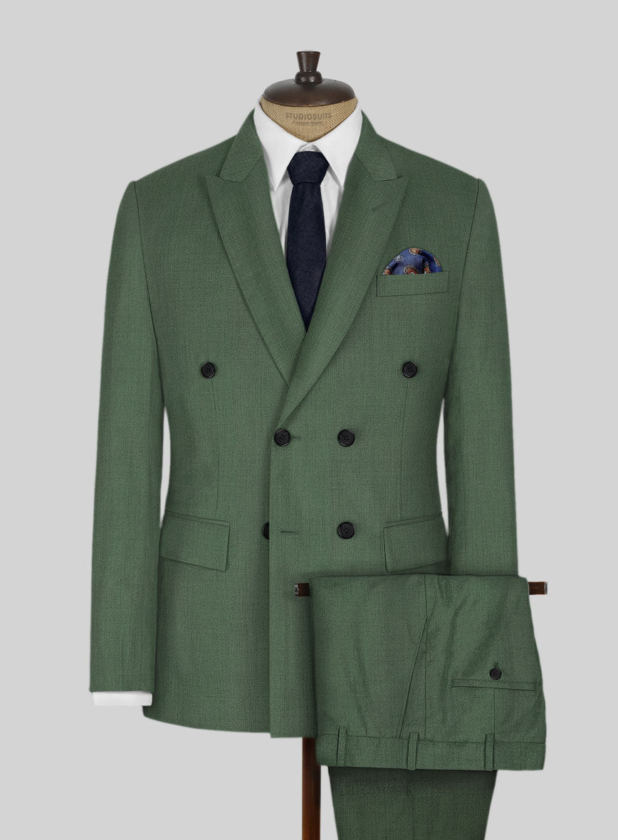 Napolean Moss Green Wool Double Breasted Suit - StudioSuits