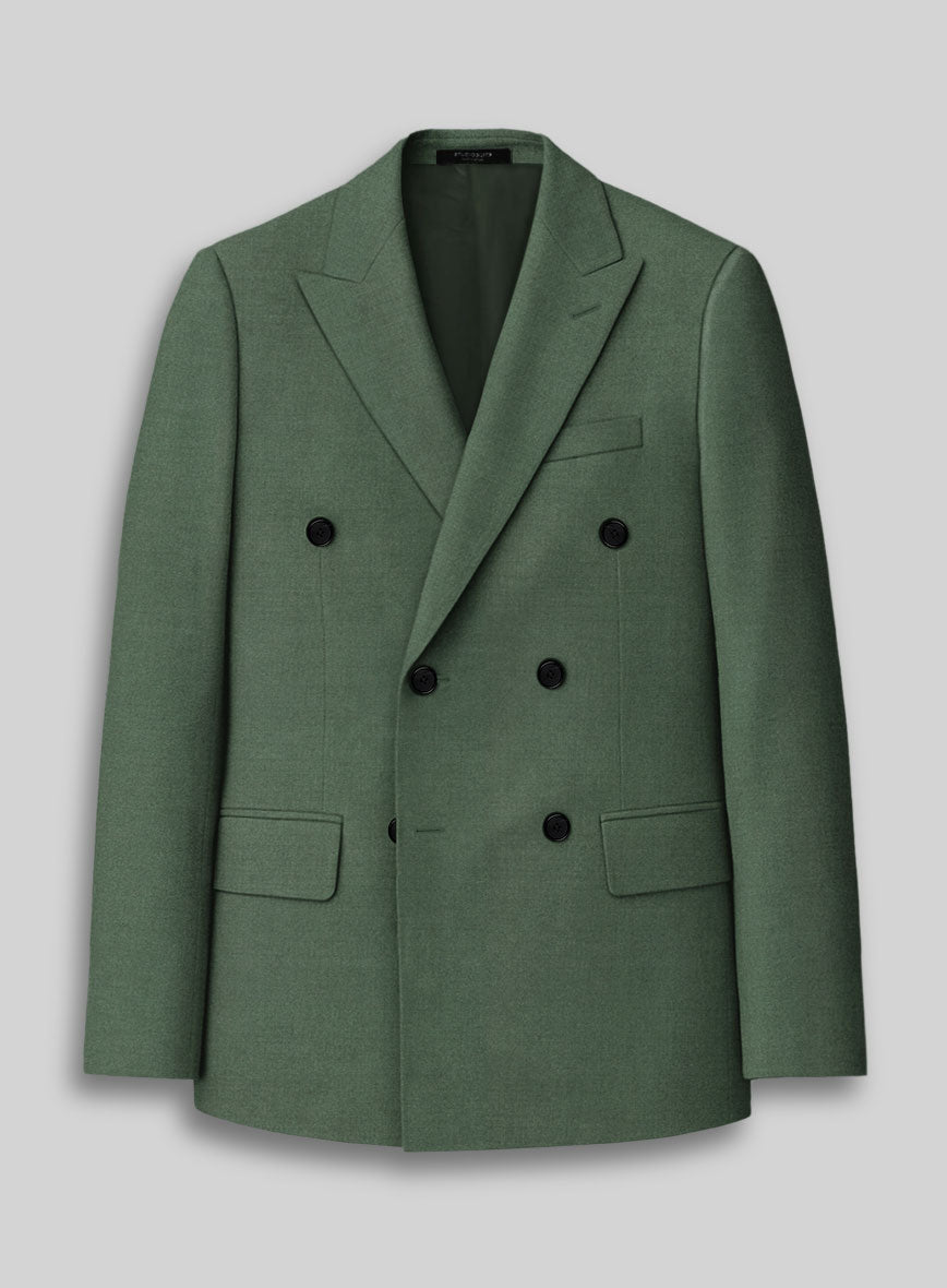 Napolean Moss Green Wool Double Breasted Suit - StudioSuits