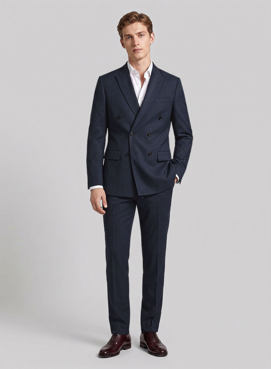 Napolean Navy Blue Wool Double Breasted Suit - StudioSuits