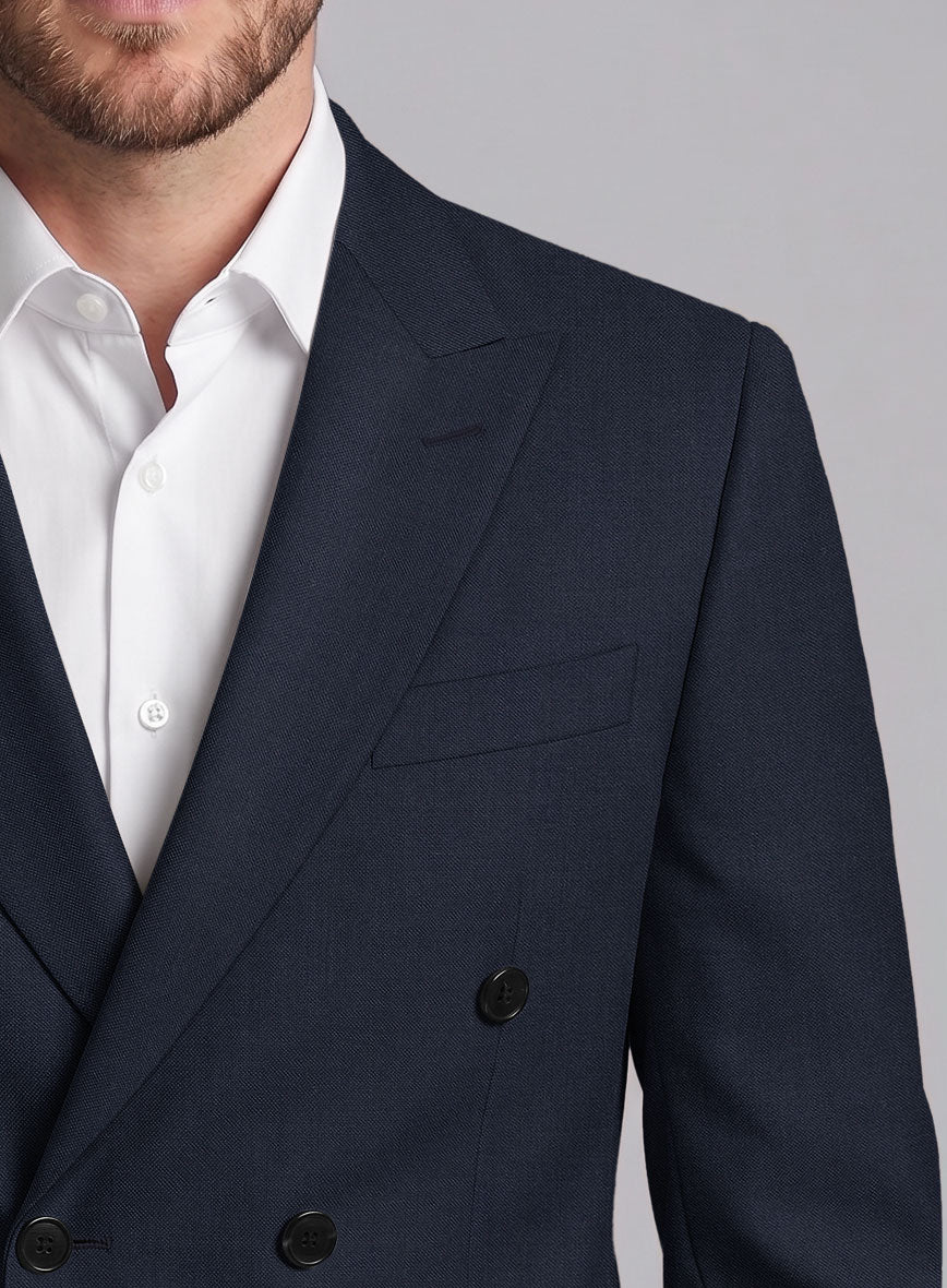 Napolean Navy Blue Wool Double Breasted Suit - StudioSuits
