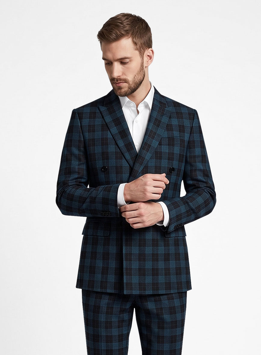 Napolean Oldo Blue Wool Double Breasted Jacket - StudioSuits