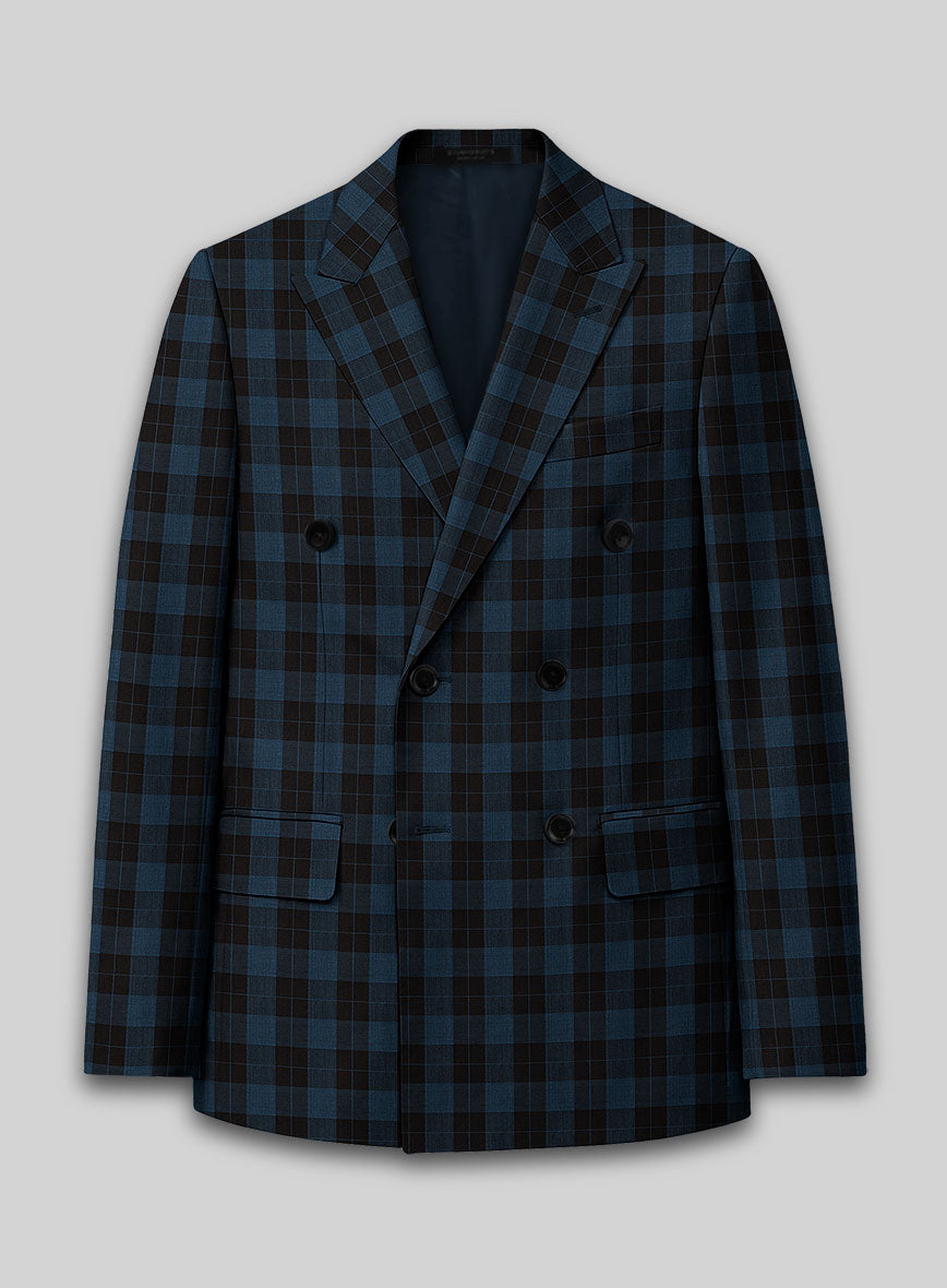 Napolean Oldo Blue Wool Double Breasted Jacket - StudioSuits