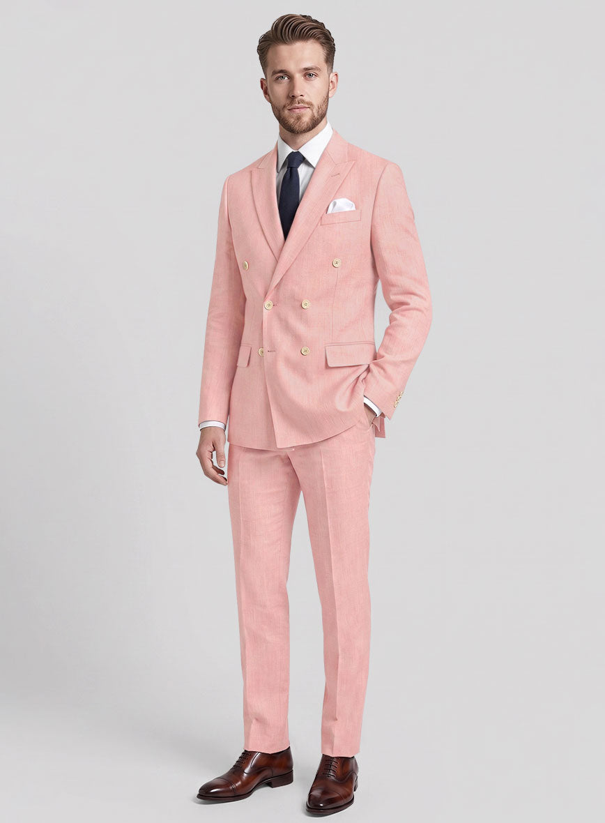 Napolean Runway Pink Wool Double Breasted Suit - StudioSuits