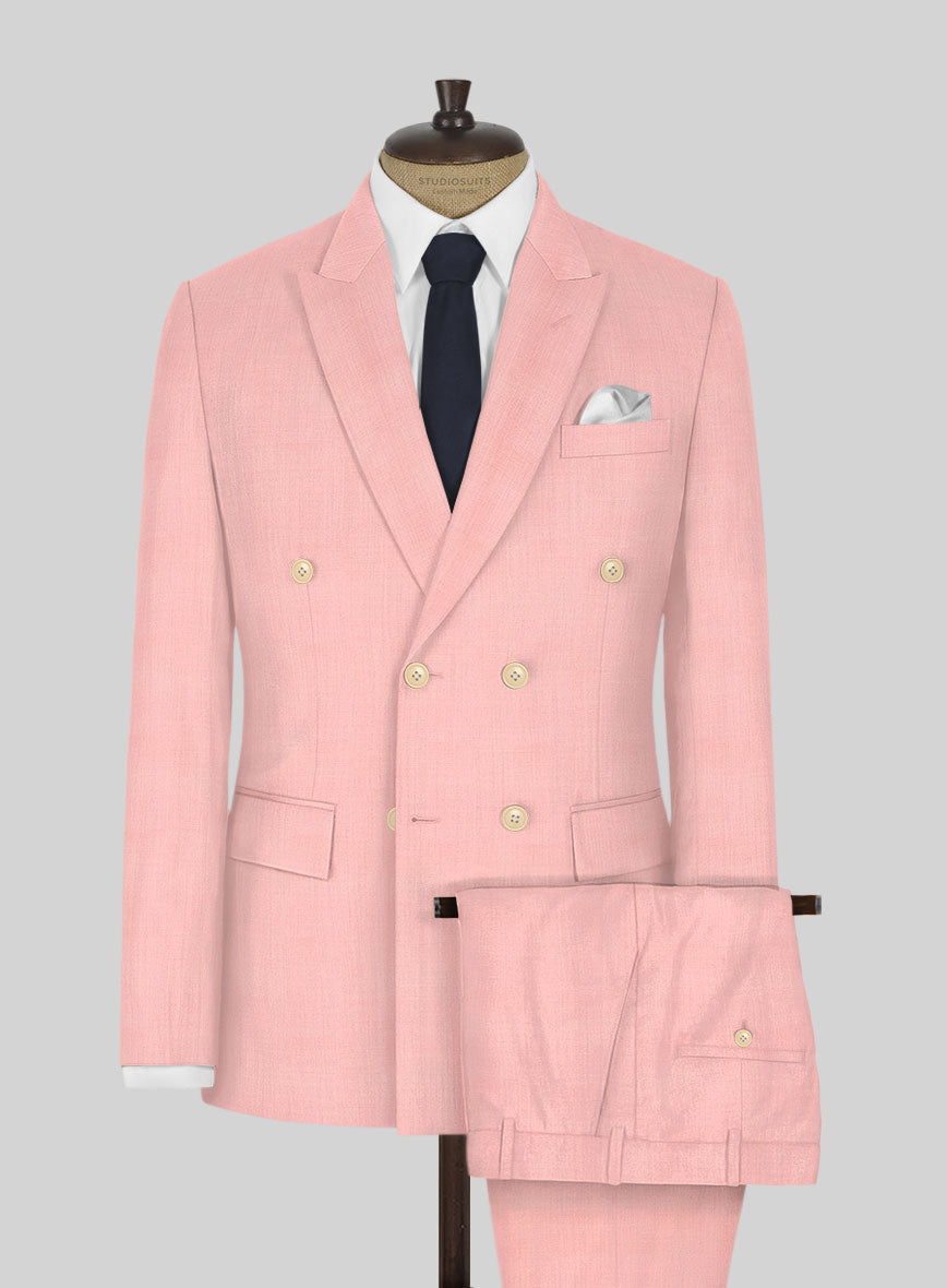 Napolean Runway Pink Wool Double Breasted Suit - StudioSuits