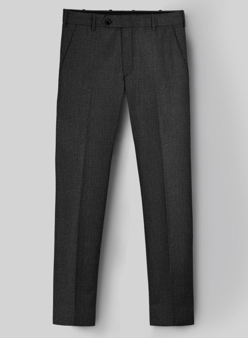Napolean Sharkskin Charcoal Wool Double Breasted Suit - StudioSuits