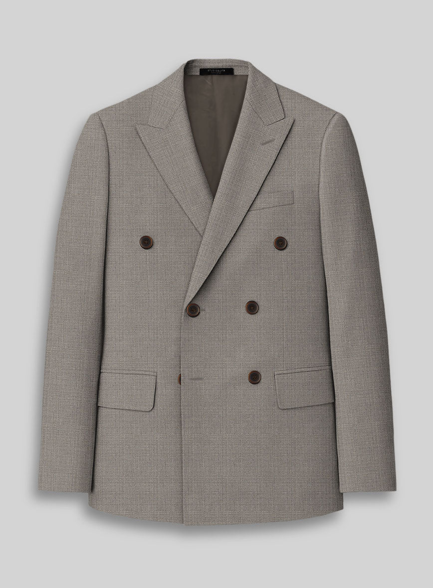 Napolean Sharkskin Light Brown Wool Double Breasted Suit - StudioSuits