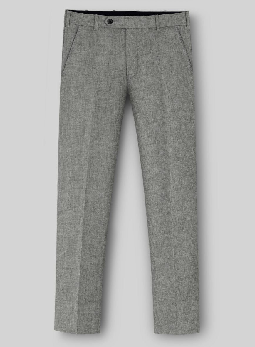 Napolean Sharkskin Light Gray Wool Double Breasted Suit - StudioSuits
