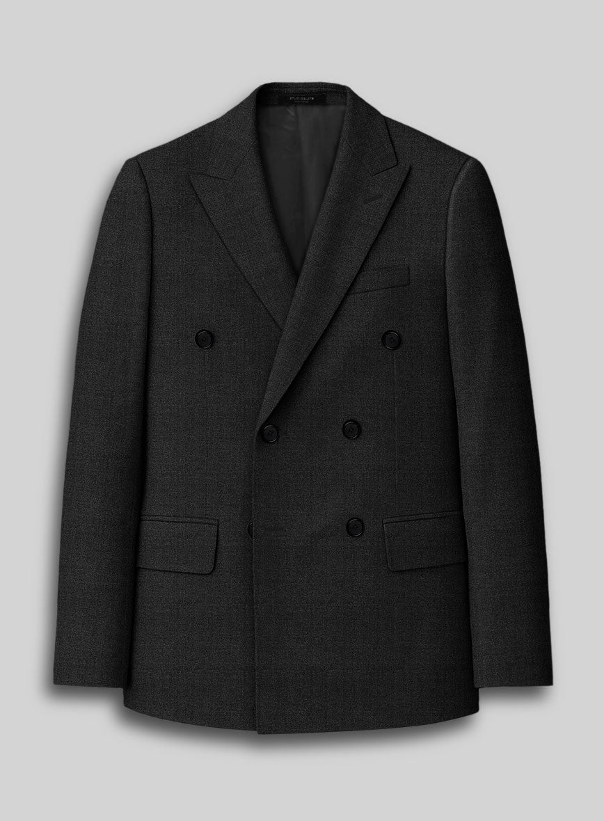 Napolean Stone Black Wool Double Breasted Suit - StudioSuits