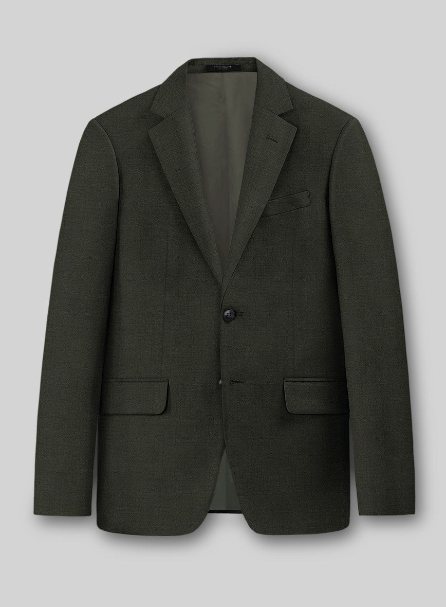 Napolean Stretch Olive Green Wool Jacket - StudioSuits