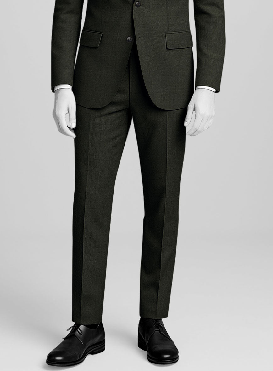 Napolean Stretch Olive Green Wool Pants - StudioSuits