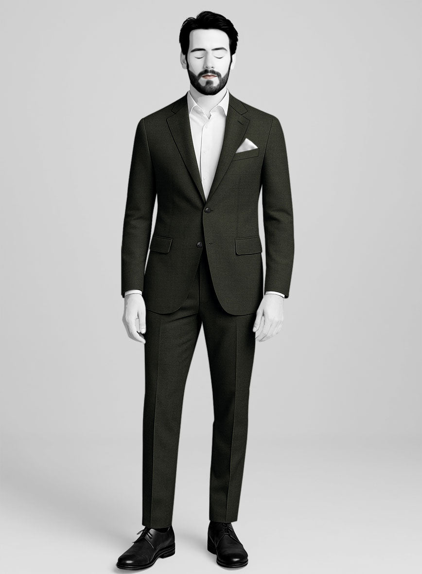 Napolean Stretch Olive Green Wool Suit - StudioSuits