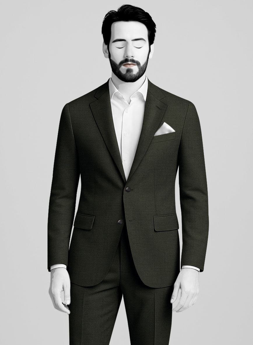 Napolean Stretch Olive Green Wool Suit - StudioSuits