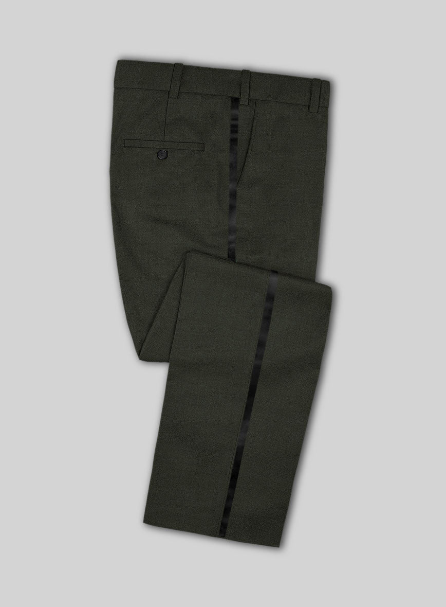 Napolean Stretch Olive Green Wool Tuxedo Suit - StudioSuits