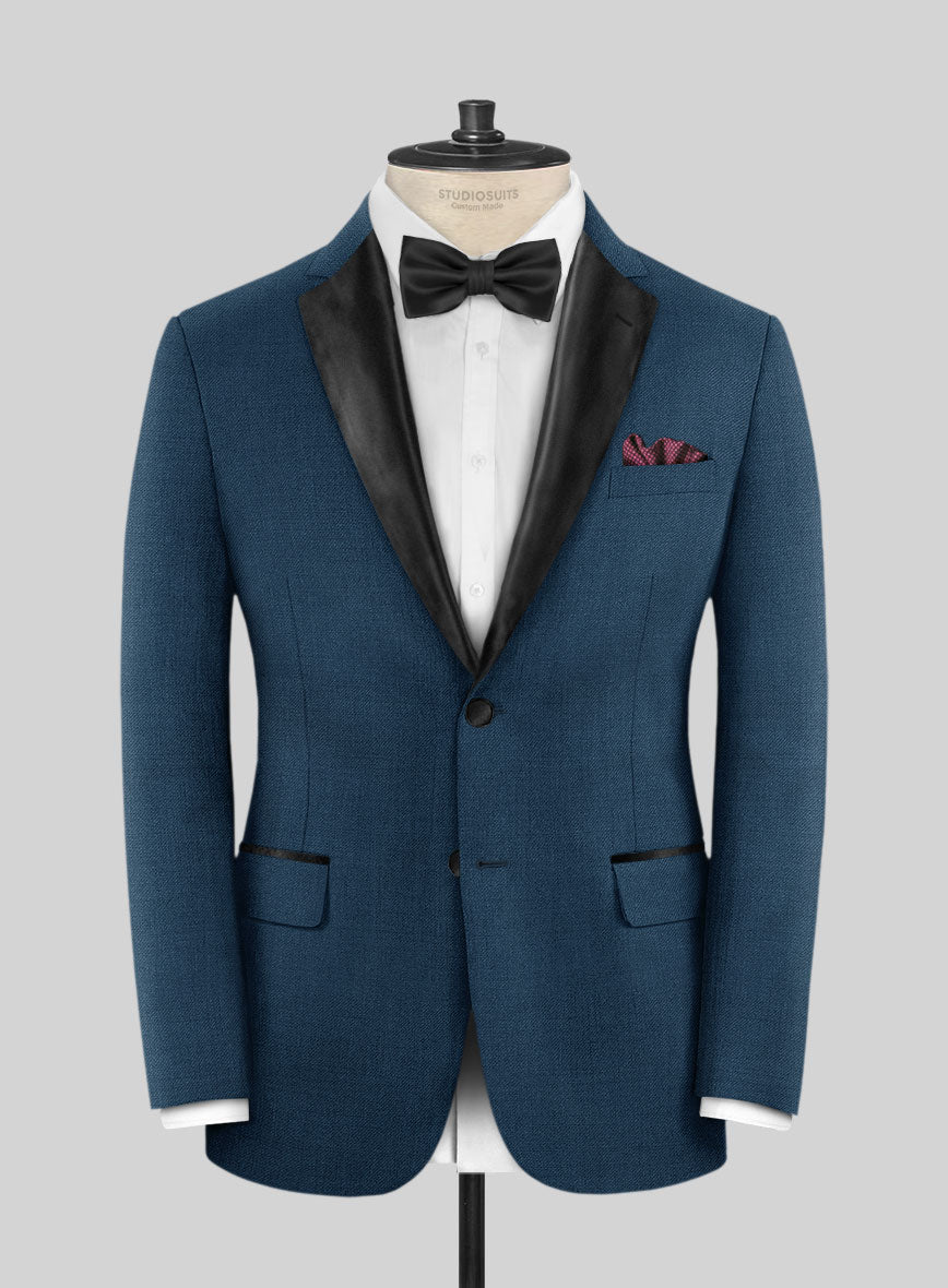 Napolean Stretch Powder Blue Wool Tuxedo Jacket - StudioSuits