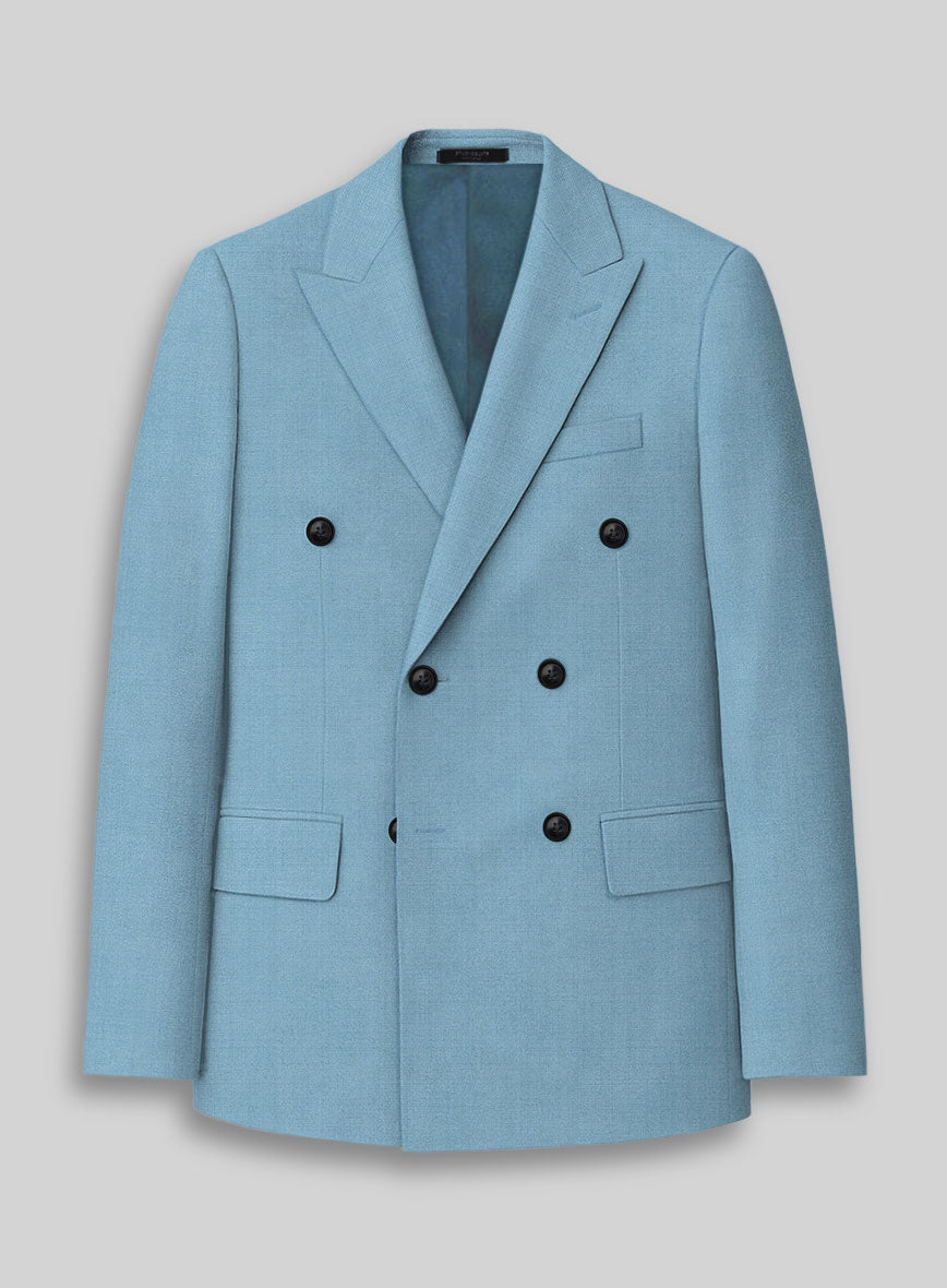 Napolean Taj Blue Wool Double Breasted Jacket - StudioSuits