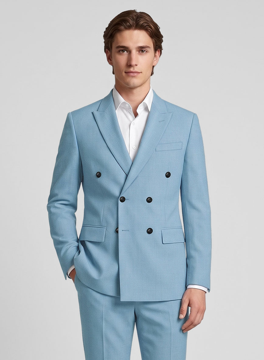 Napolean Taj Blue Wool Double Breasted Jacket - StudioSuits