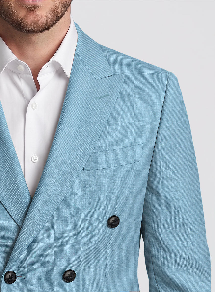 Napolean Taj Blue Wool Double Breasted Jacket - StudioSuits