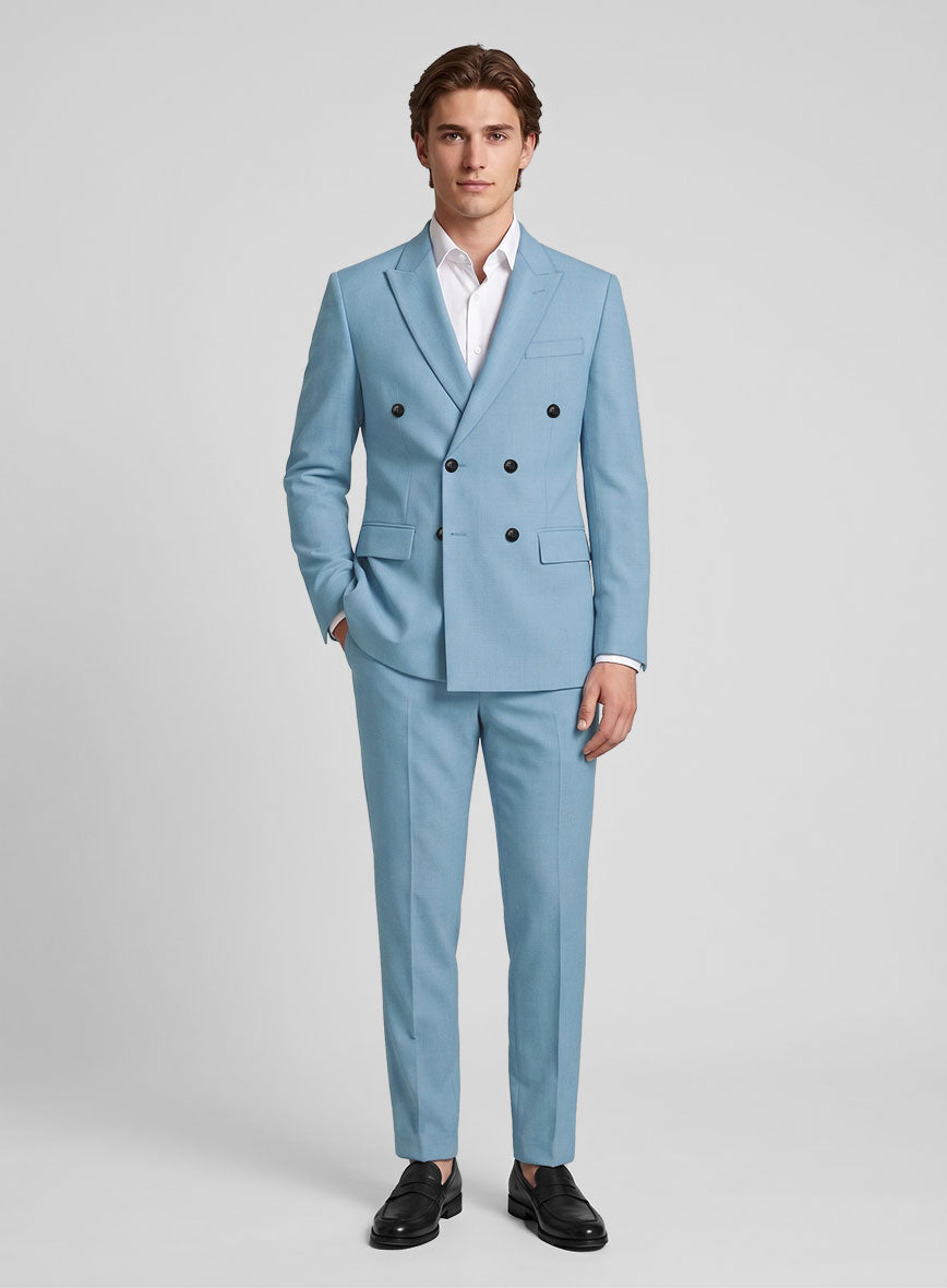Napolean Taj Blue Wool Double Breasted Suit - StudioSuits