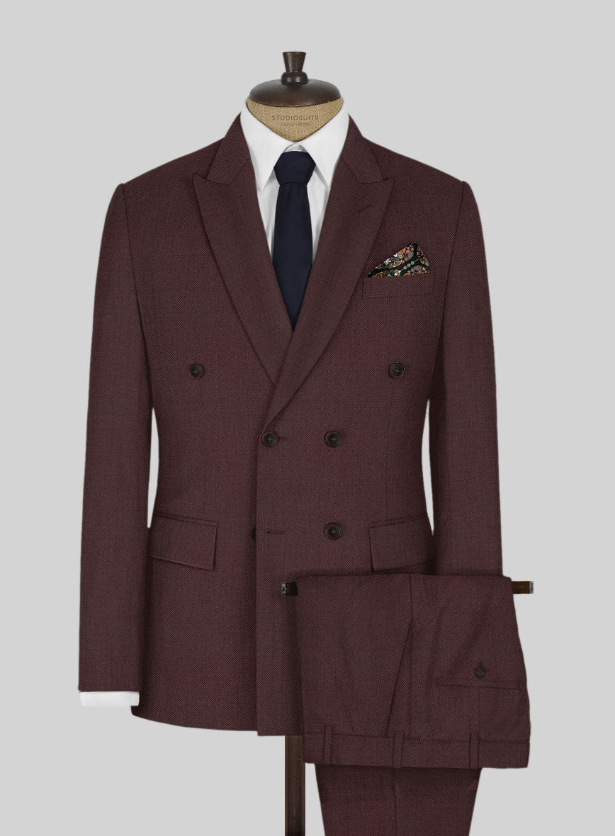 Napolean Wine Wool Double Breasted Suit - StudioSuits