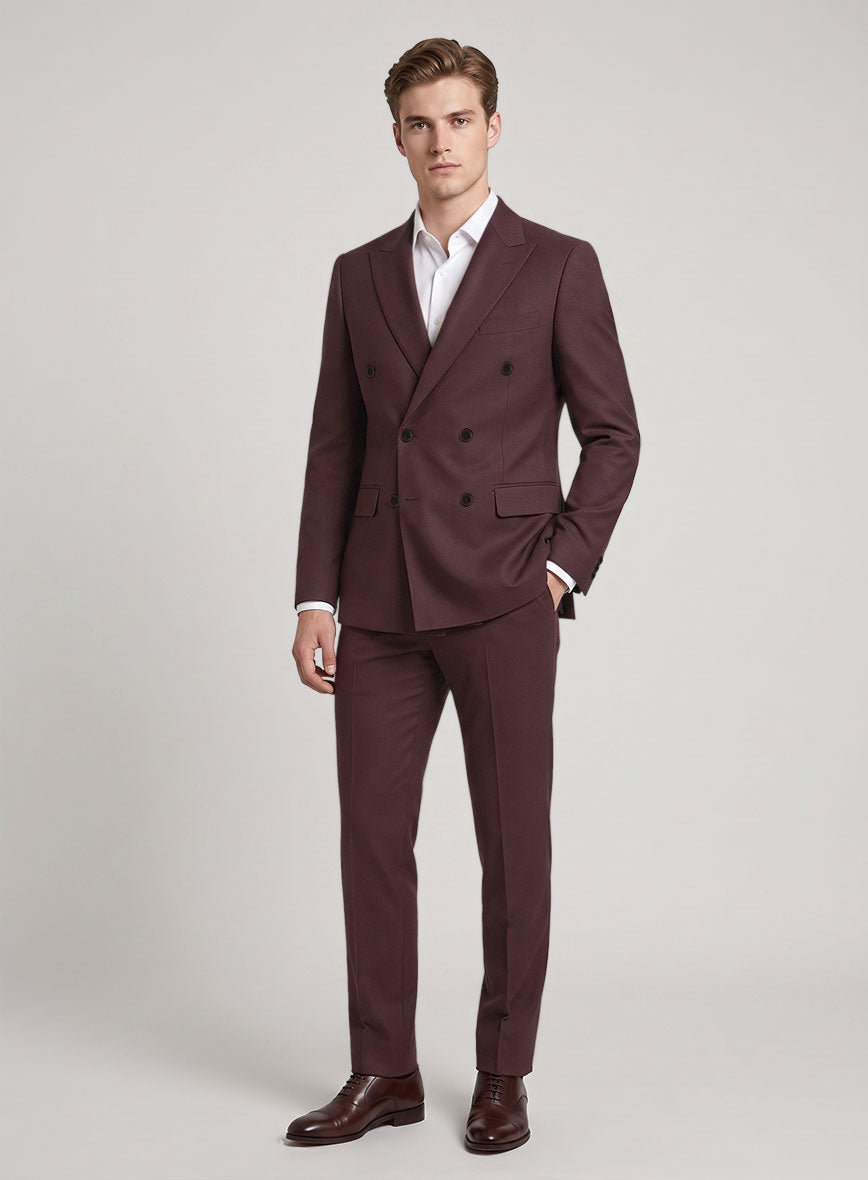 Napolean Wine Wool Double Breasted Suit - StudioSuits