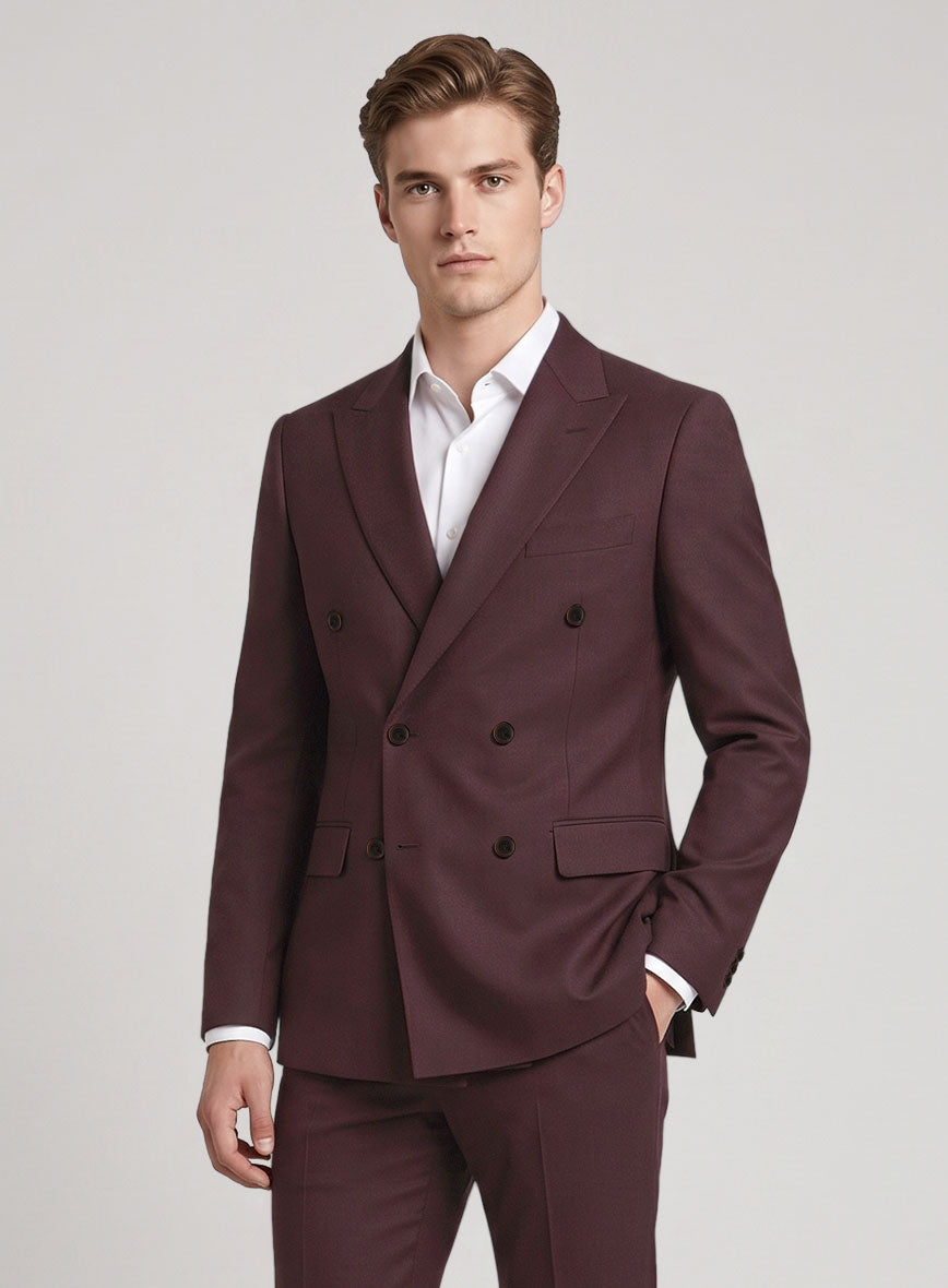 Napolean Wine Wool Double Breasted Suit - StudioSuits