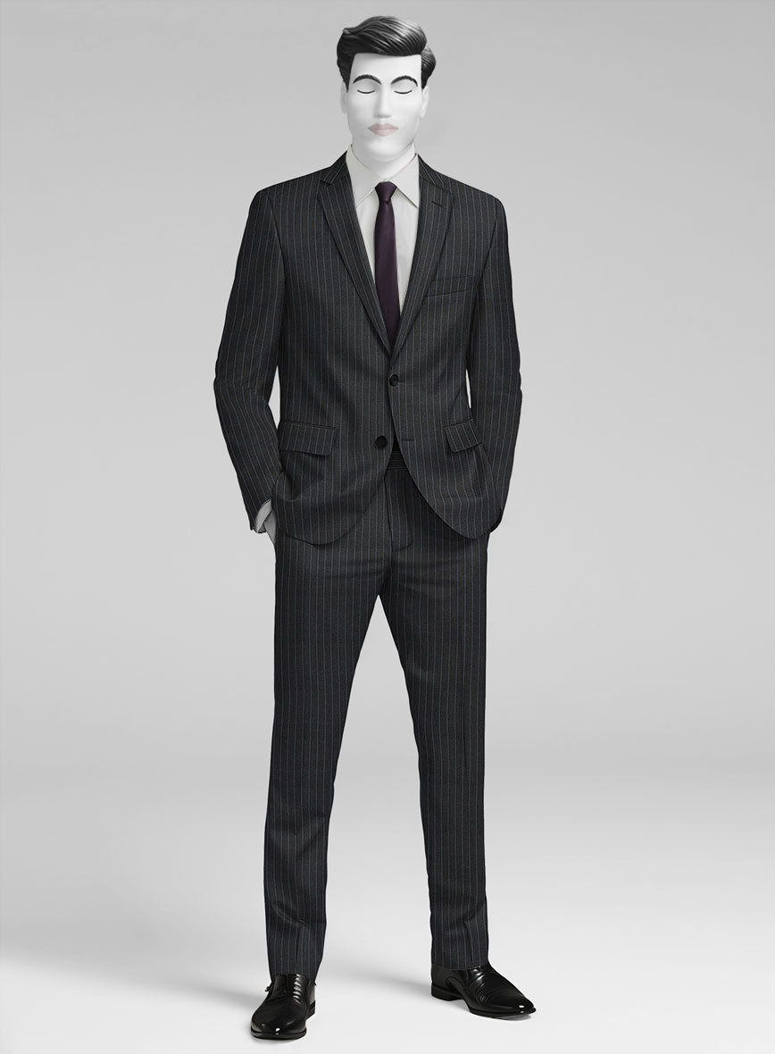 Napolean Abelino Stripe Black Wool Suit - StudioSuits