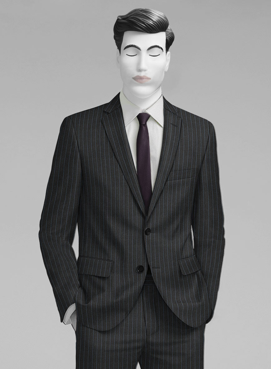 Napolean Abelino Stripe Black Wool Suit - StudioSuits
