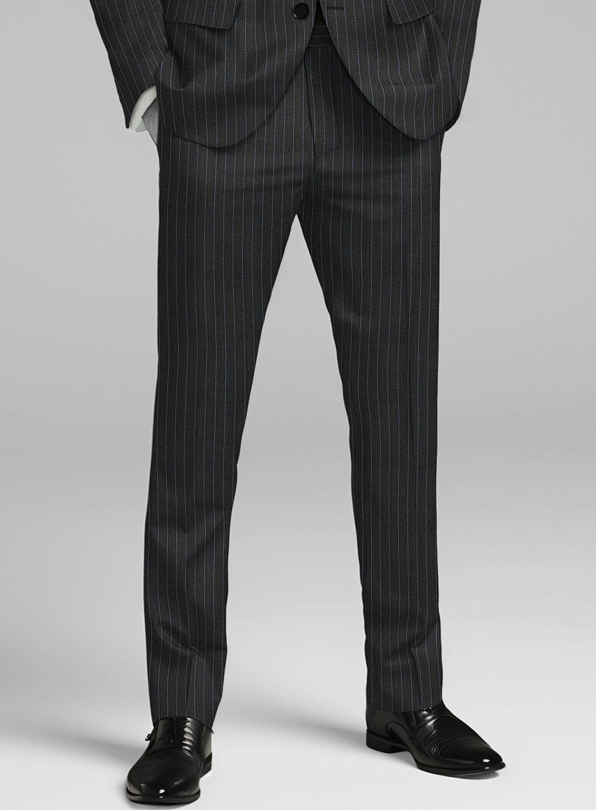 Napolean Abelino Stripe Black Wool Suit - StudioSuits
