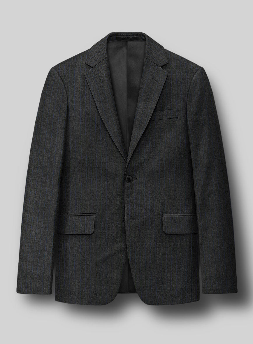 Napolean Abelino Stripe Gray Wool Jacket - StudioSuits