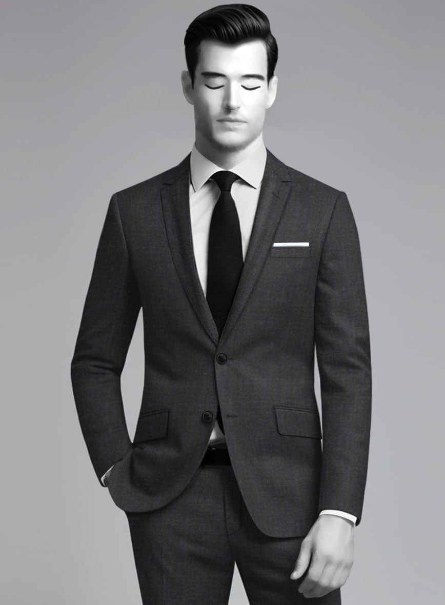 Napolean Abelino Stripe Gray Wool Jacket - StudioSuits