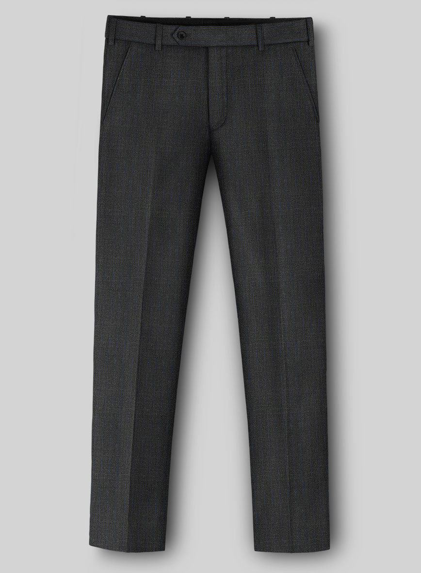 Napolean Abelino Stripe Gray Wool Pants - StudioSuits