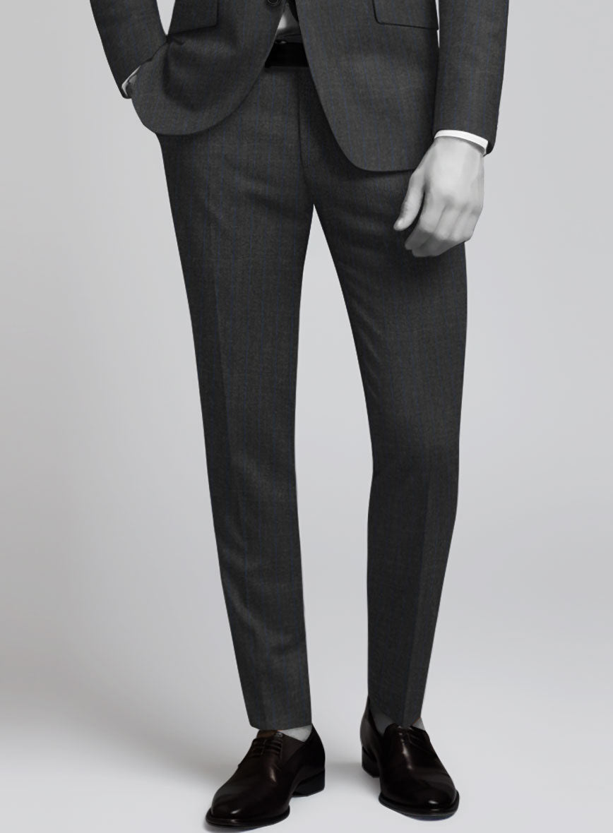 Napolean Abelino Stripe Gray Wool Pants - StudioSuits