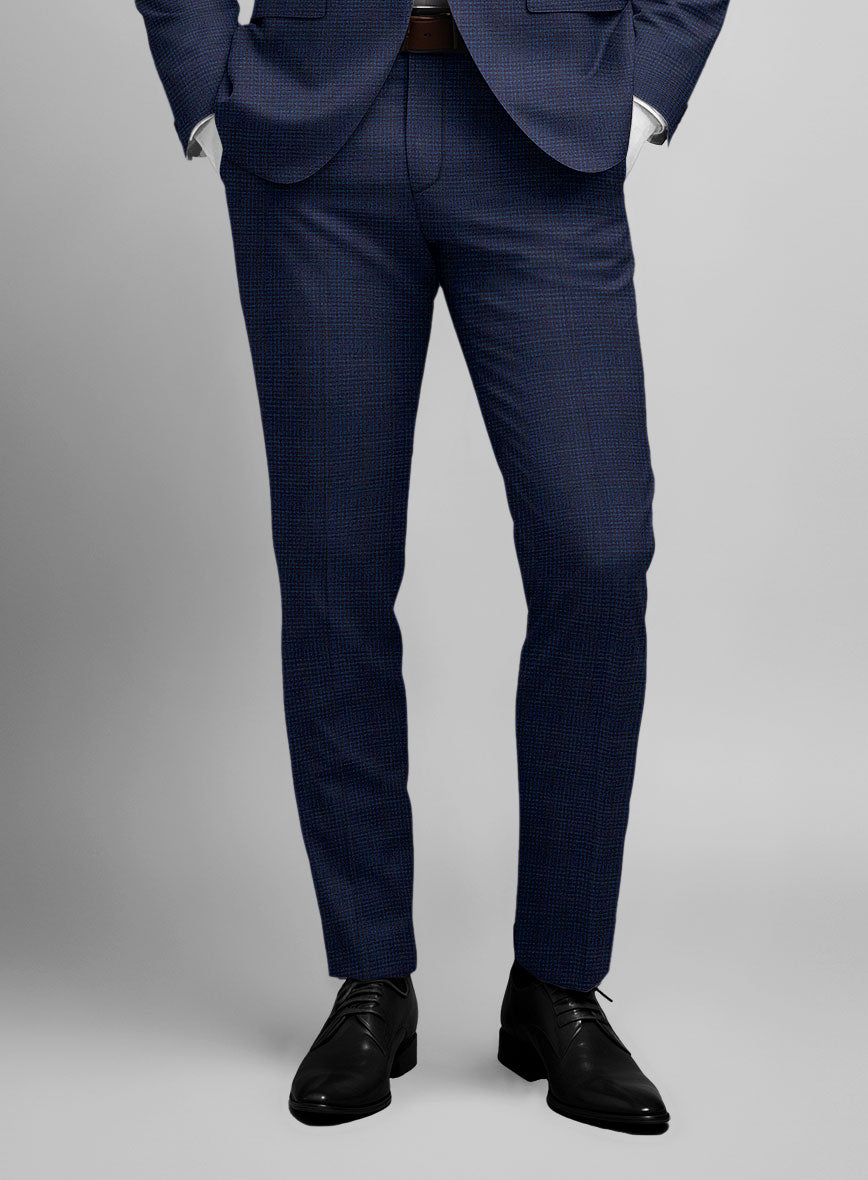 Napolean Alda Gingham Blue Wool Pants - StudioSuits