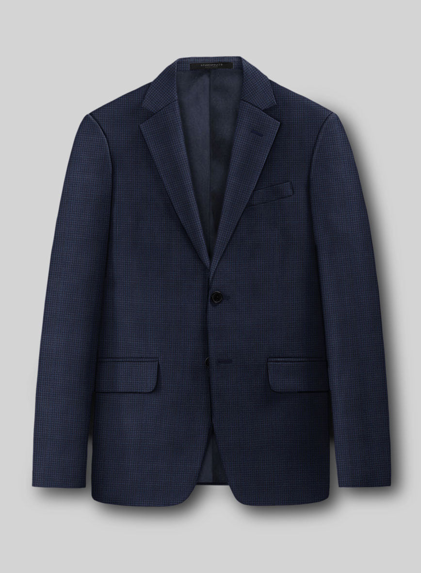 Napolean Alda Gingham Blue Wool Suit - StudioSuits