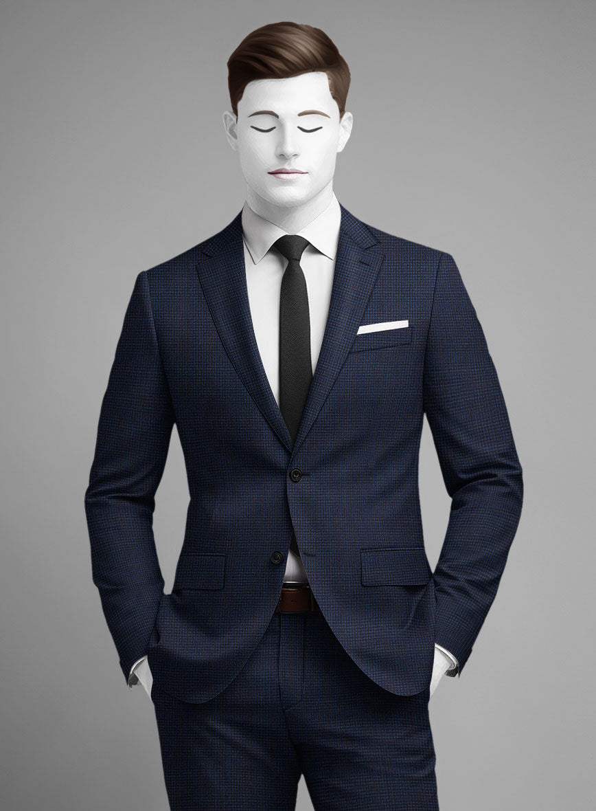 Napolean Alda Gingham Blue Wool Suit - StudioSuits