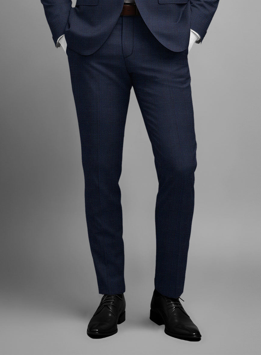 Napolean Alda Gingham Blue Wool Suit - StudioSuits