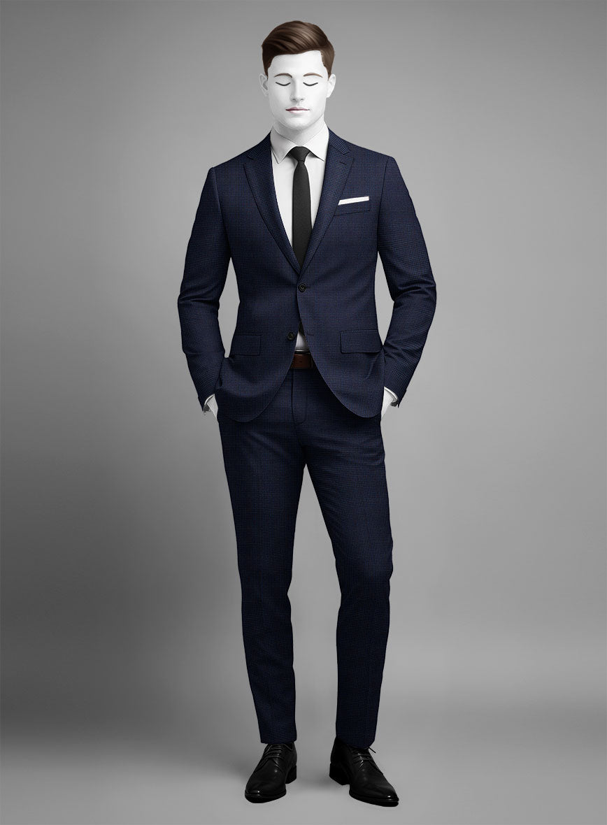 Napolean Alda Gingham Blue Wool Suit - StudioSuits