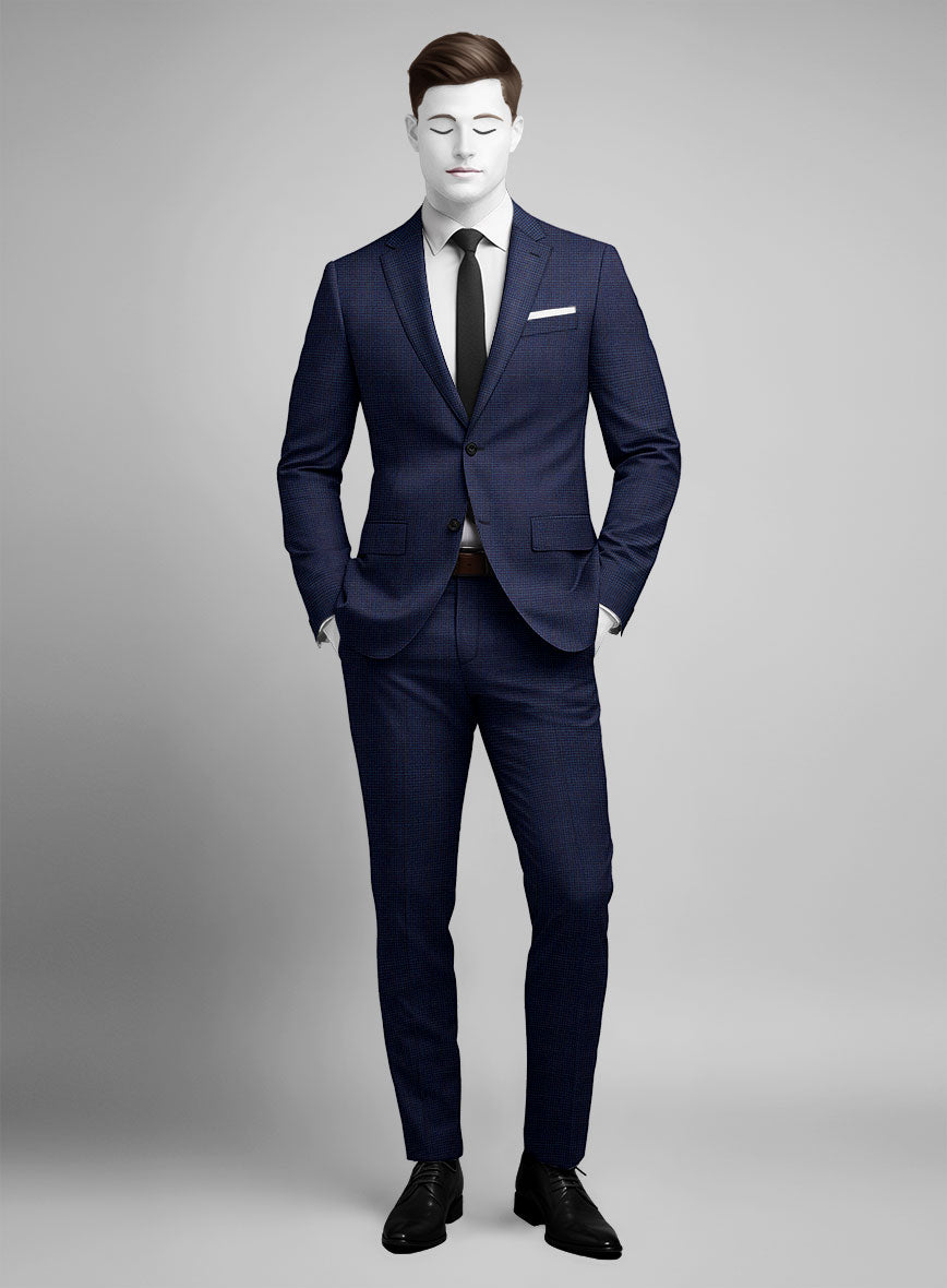 Napolean Alda Gingham Blue Wool Suit - StudioSuits