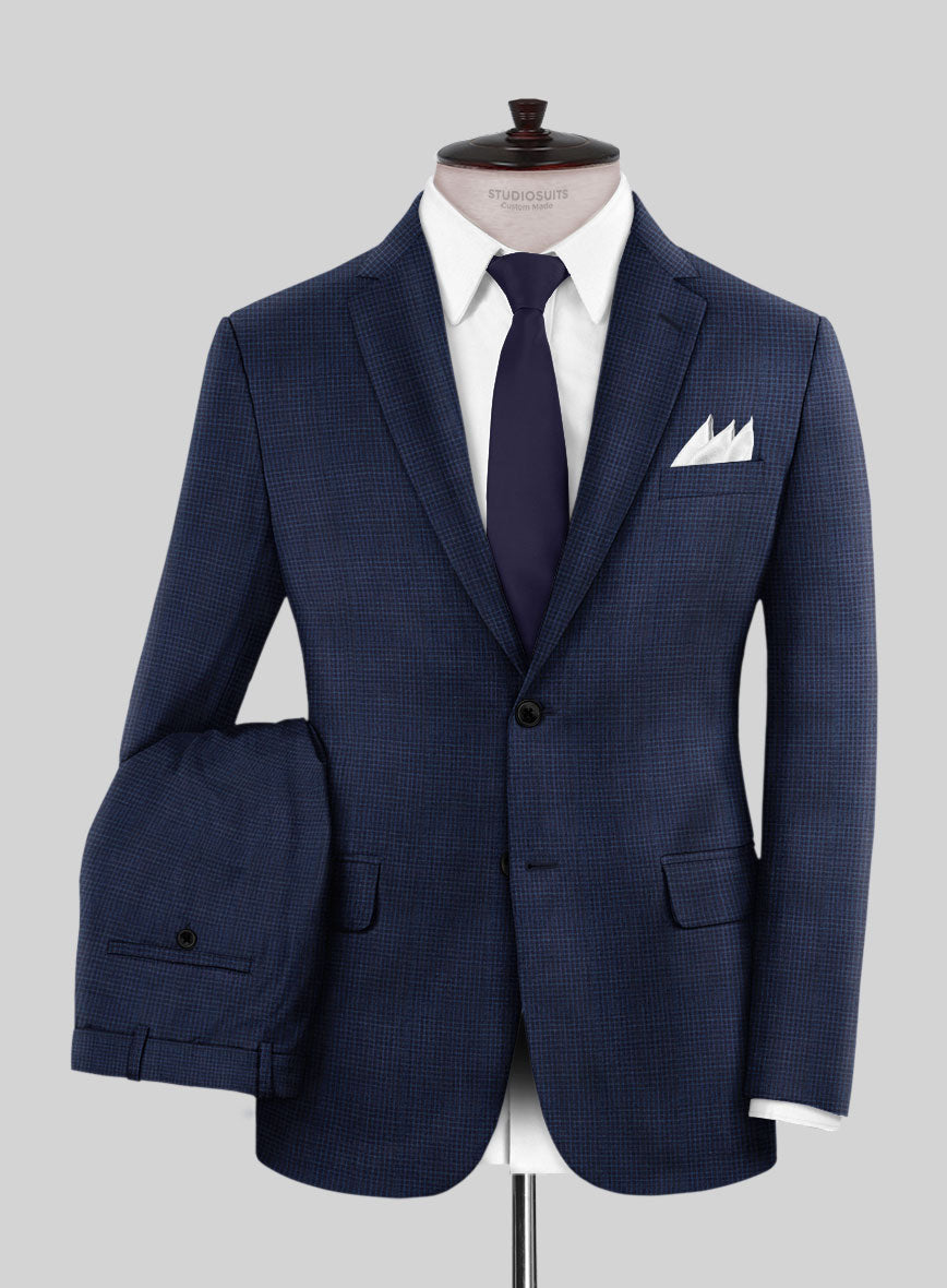 Napolean Alda Gingham Blue Wool Suit - StudioSuits