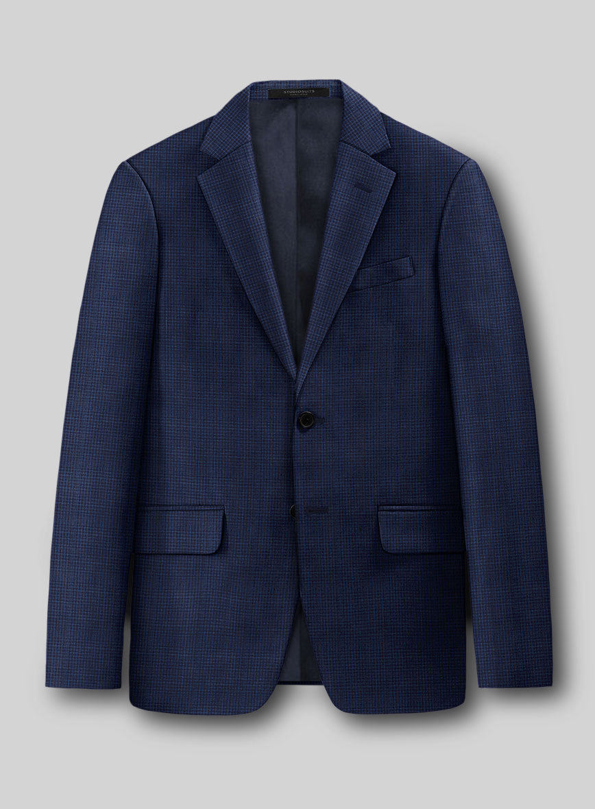 Napolean Alda Gingham Blue Wool Suit - StudioSuits