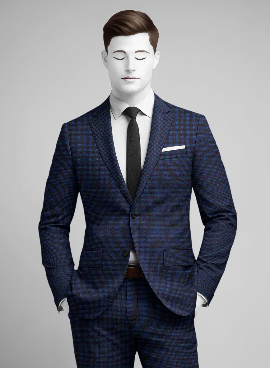 Napolean Alda Gingham Blue Wool Suit - StudioSuits