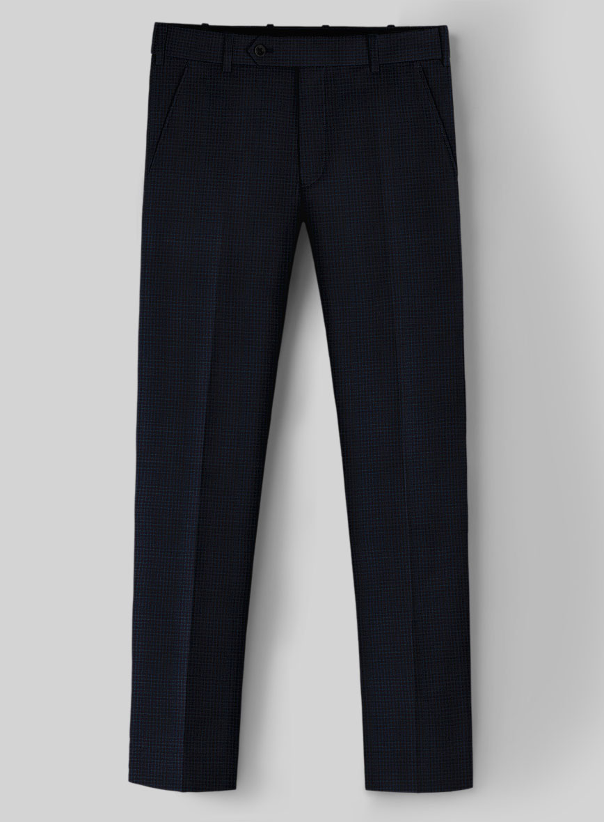 Napolean Alda Gingham Dark Blue Wool Suit - StudioSuits