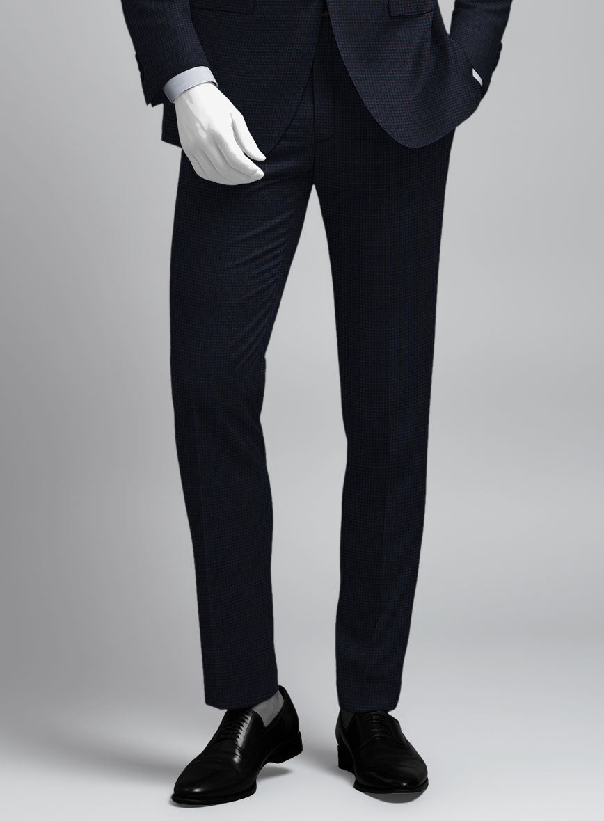 Napolean Alda Gingham Dark Blue Wool Suit - StudioSuits