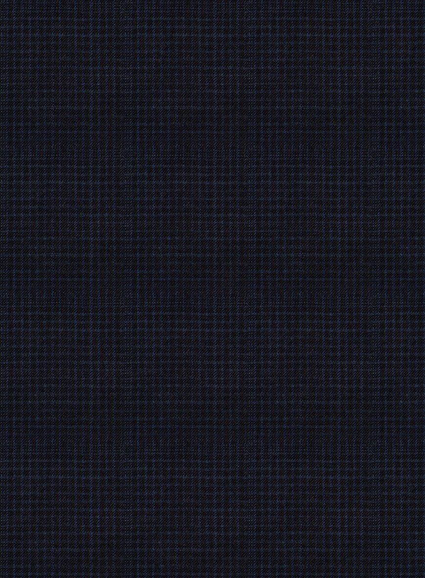 Napolean Alda Gingham Dark Blue Wool Suit - StudioSuits
