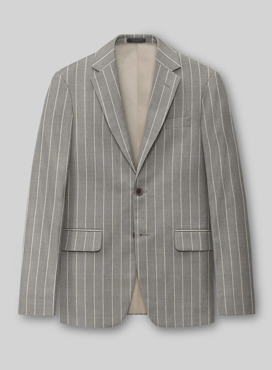 Napolean Alonzo Stripe Gray Wool Jacket - StudioSuits