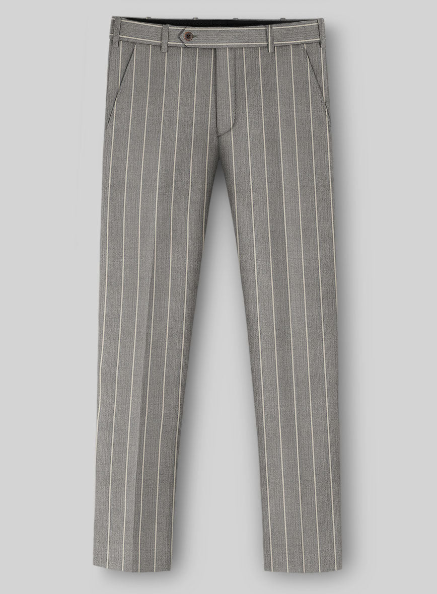 Napolean Alonzo Stripe Gray Wool Pants - StudioSuits