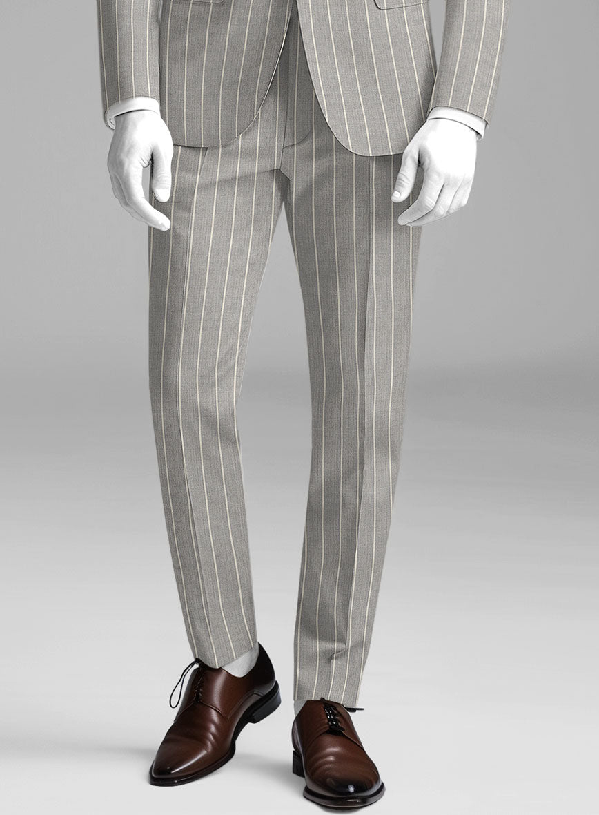 Napolean Alonzo Stripe Gray Wool Pants - StudioSuits